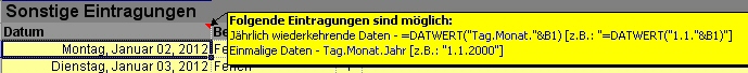Kalender Einstellungen Datum