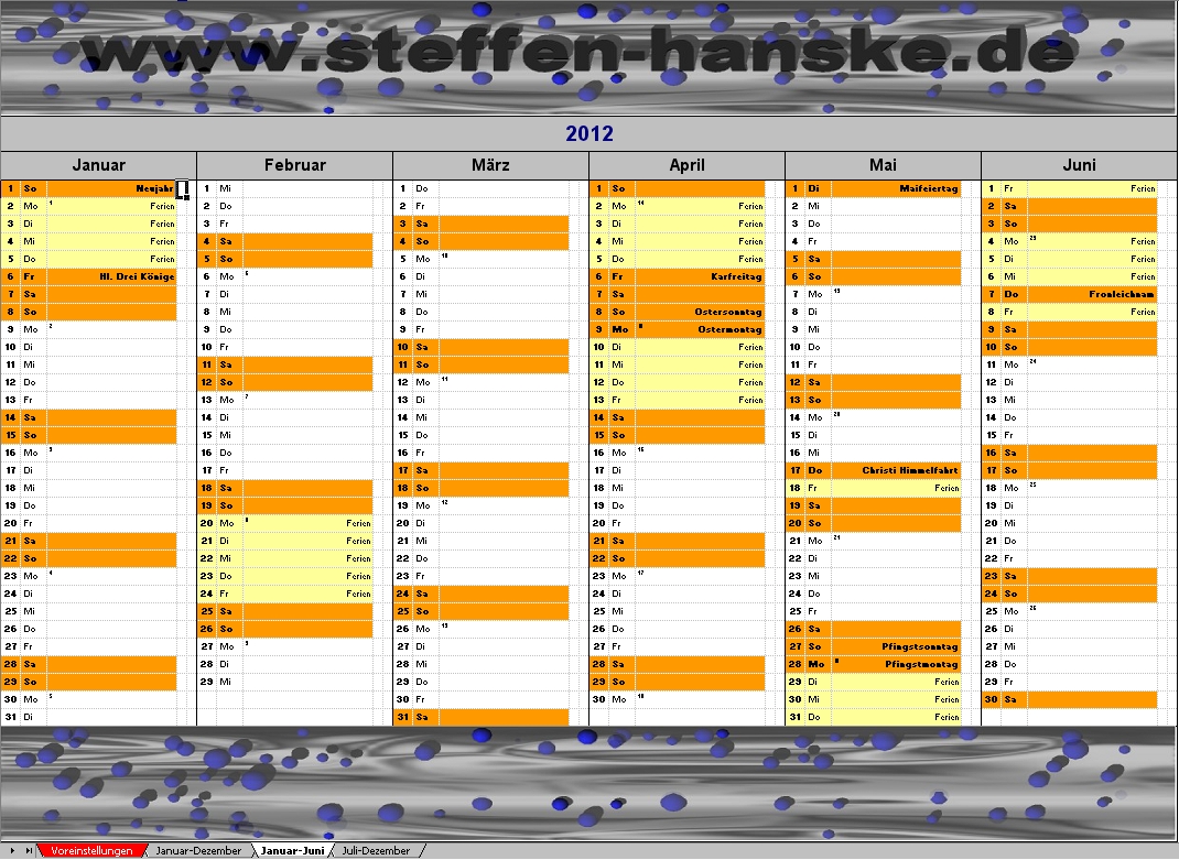 Kalender Halbjahressicht